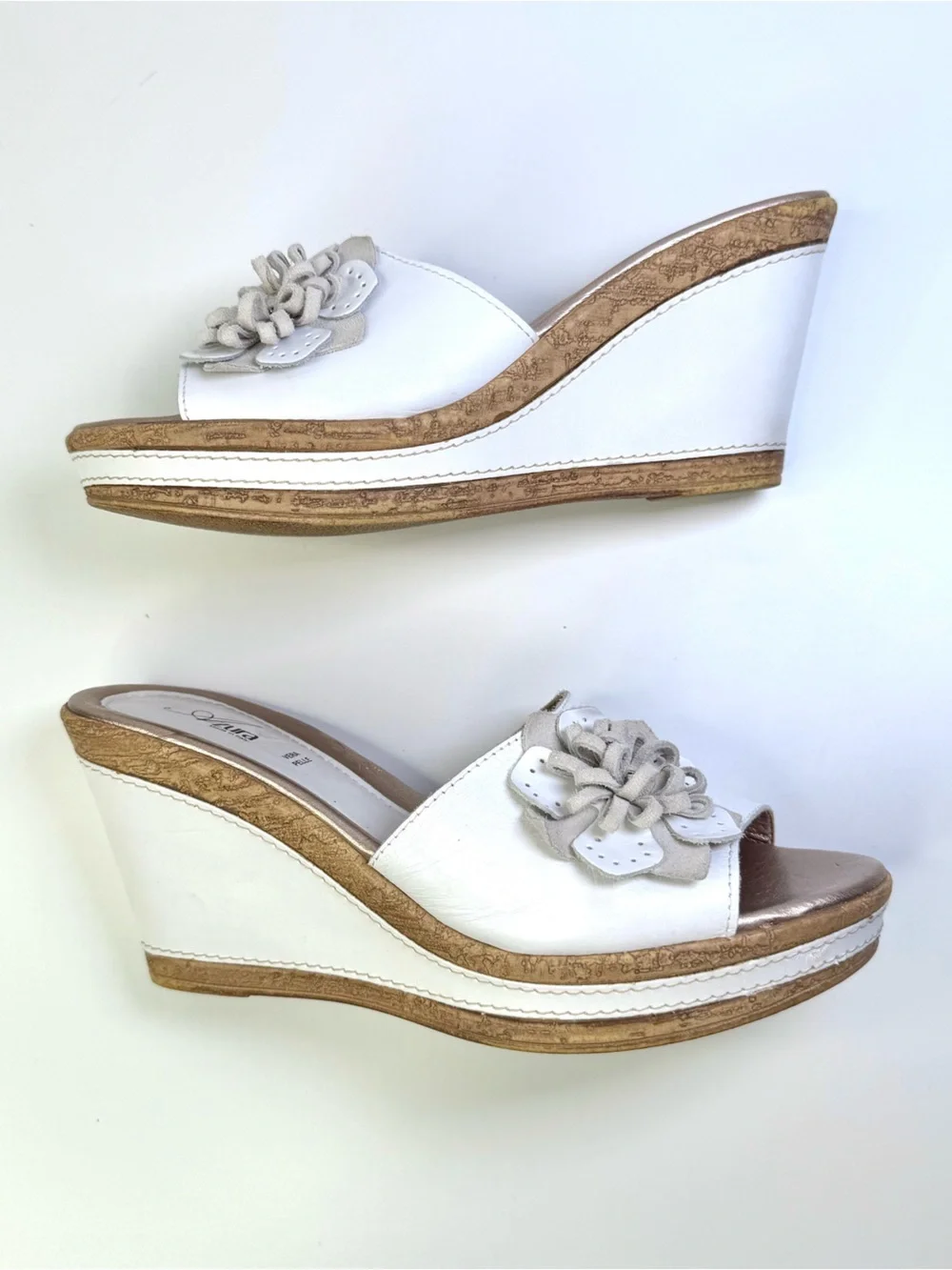 Azura by Spring Step Women's Narcisse Slide White with Flower Embellishment 41